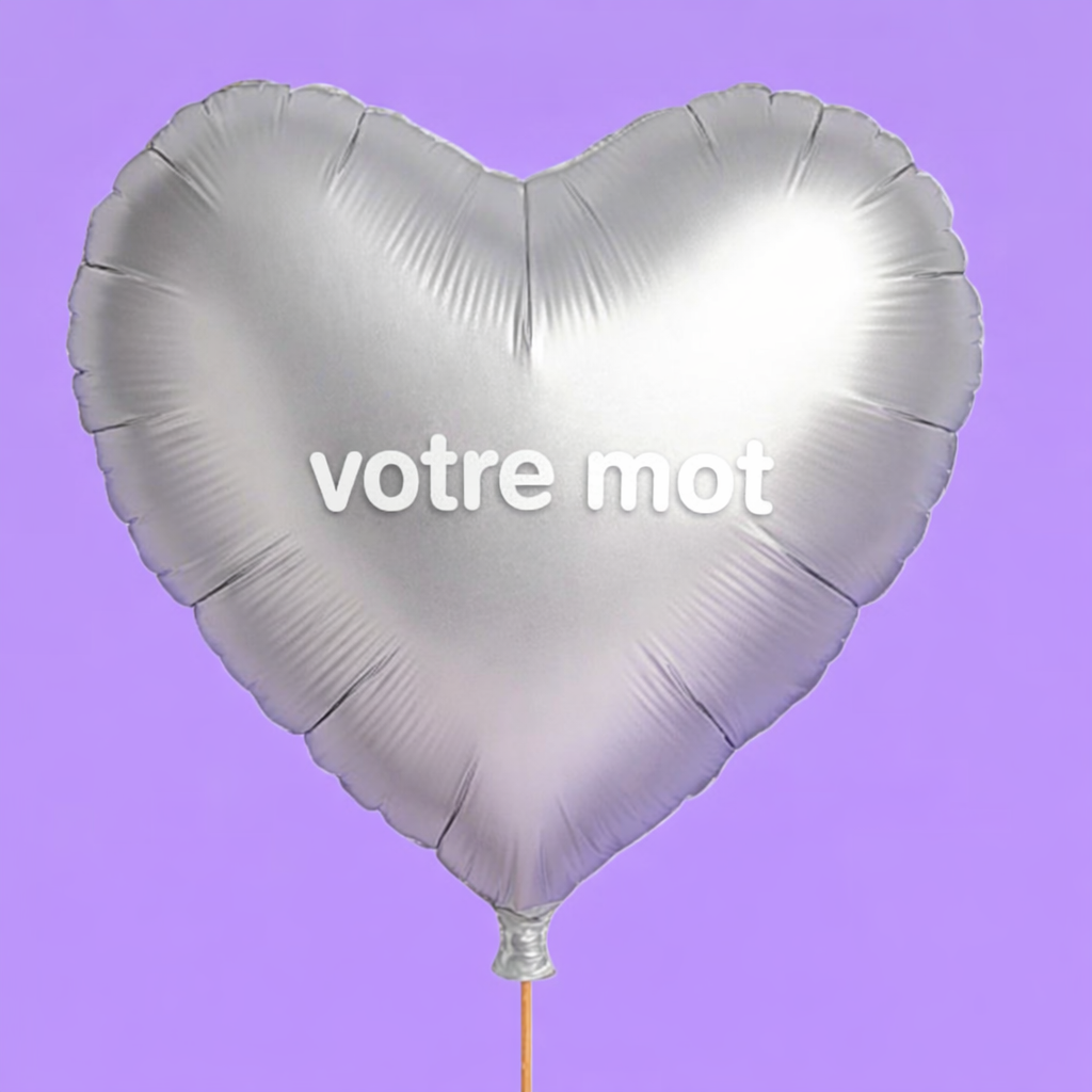 Ballon hélium cœur argent personnalisé