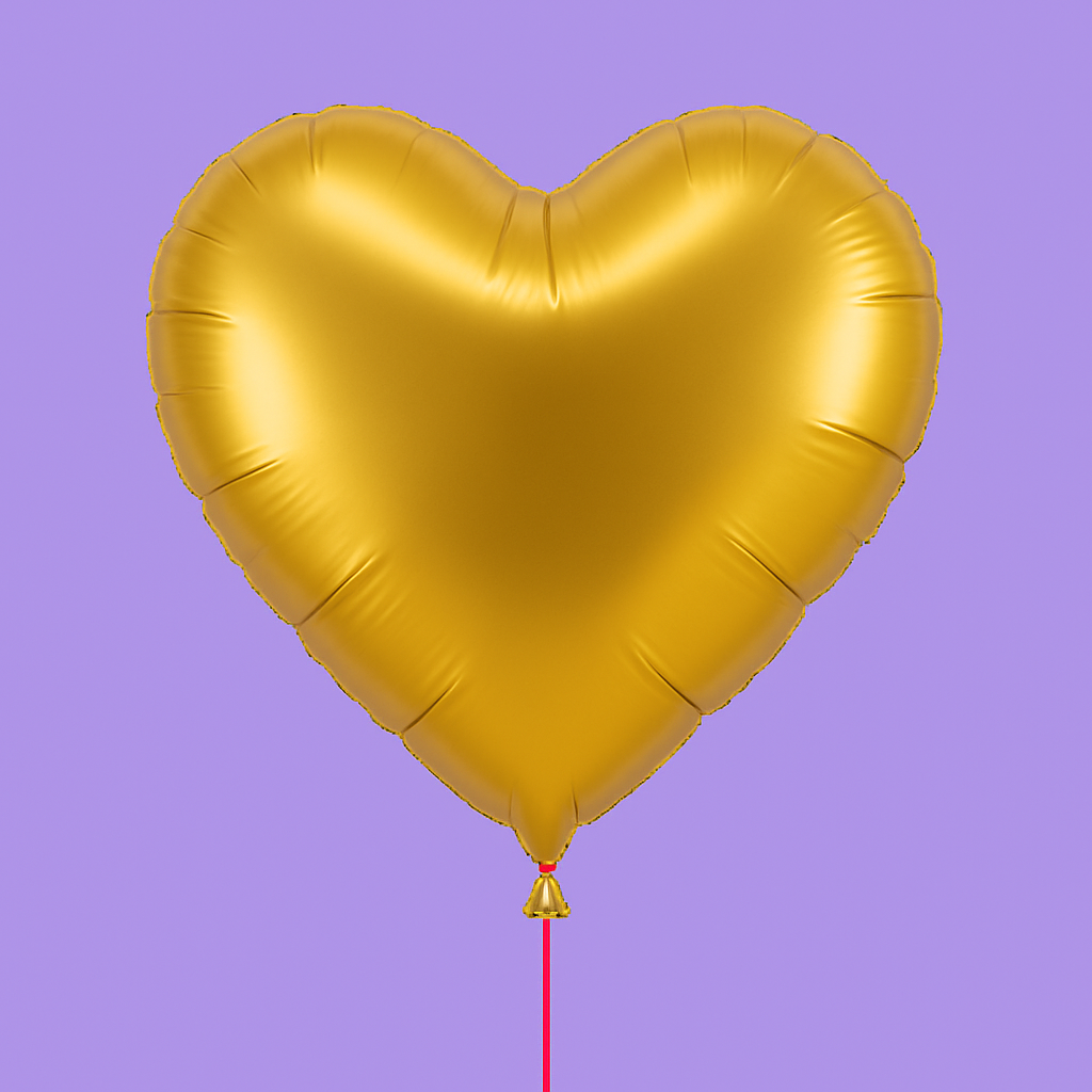 Ballon hélium cœur or