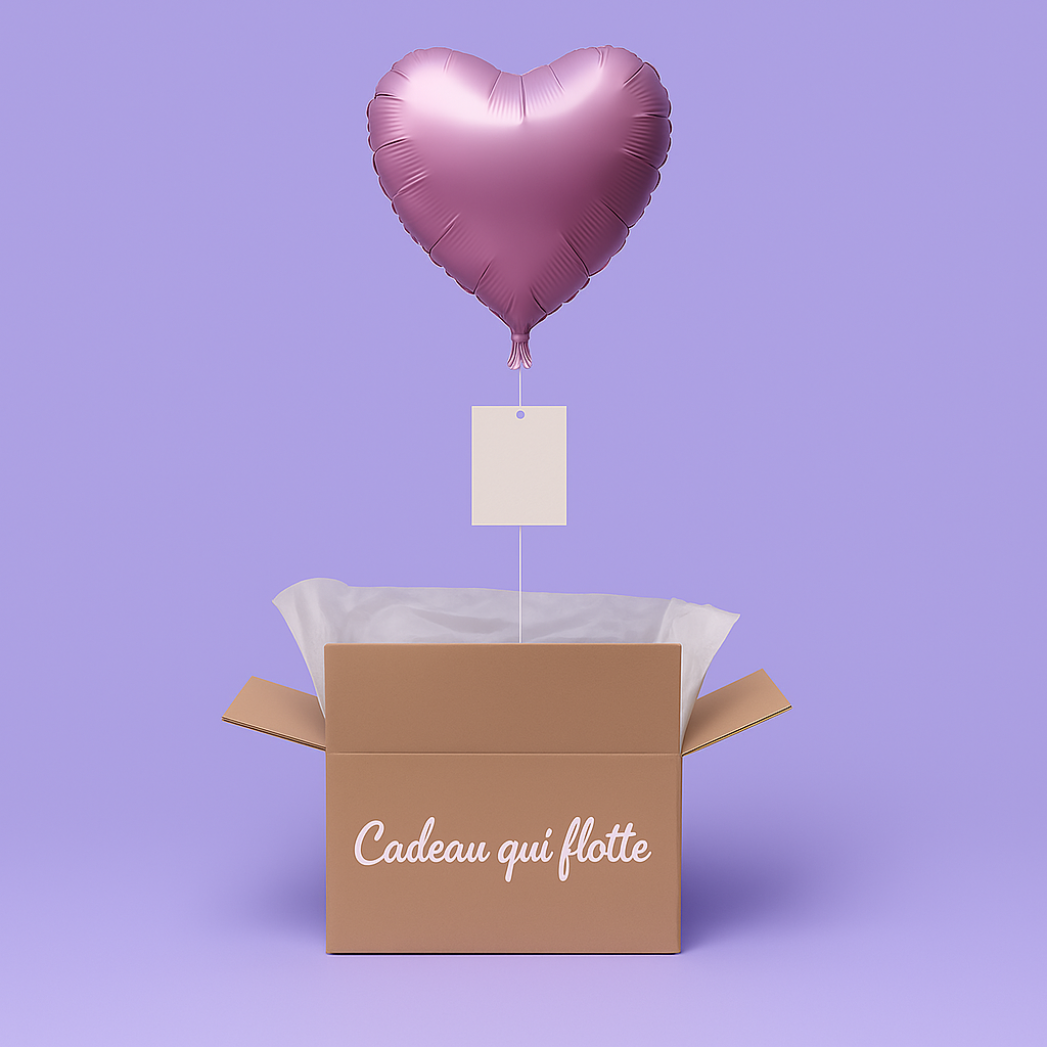 Coffret ballon cœur rose pastel surprise