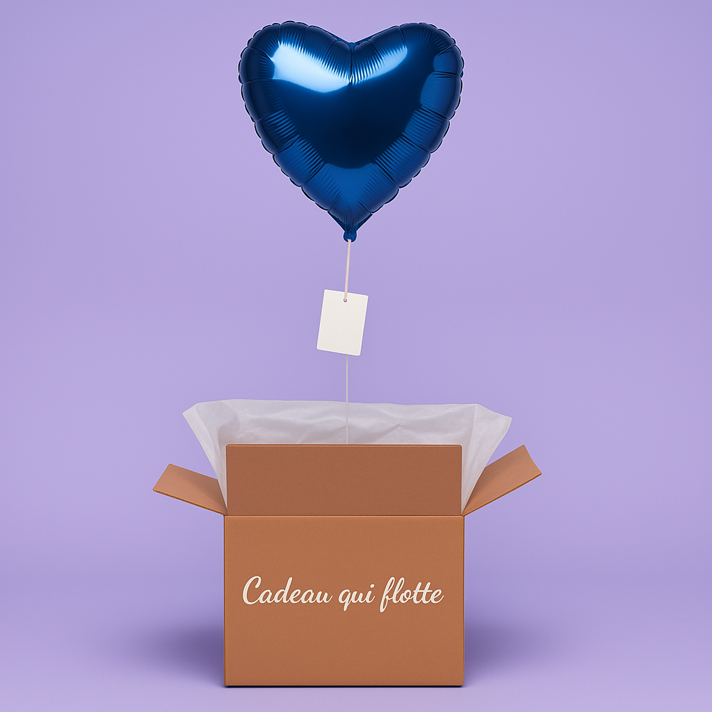 Coffret ballon cœur bleu surprise