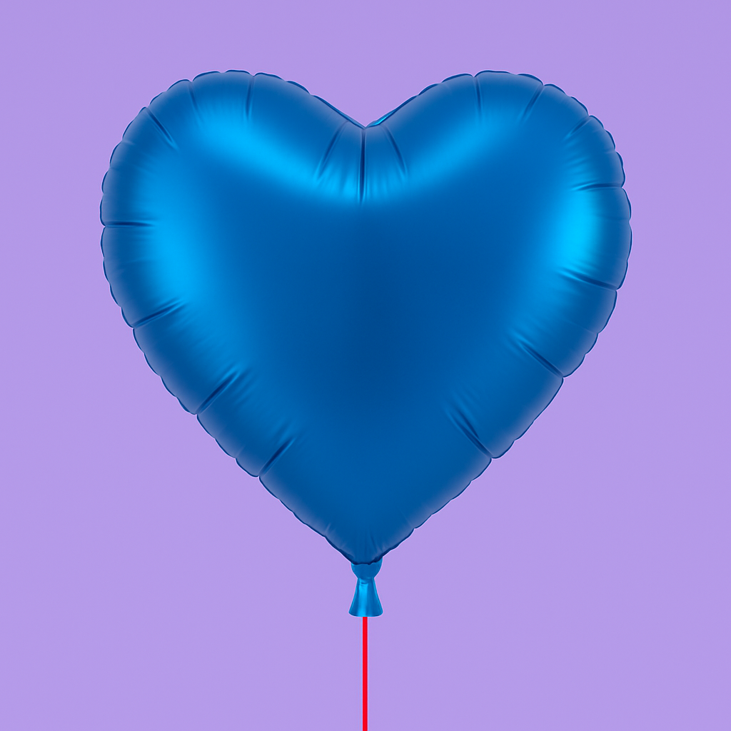 Ballon hélium cœur bleu